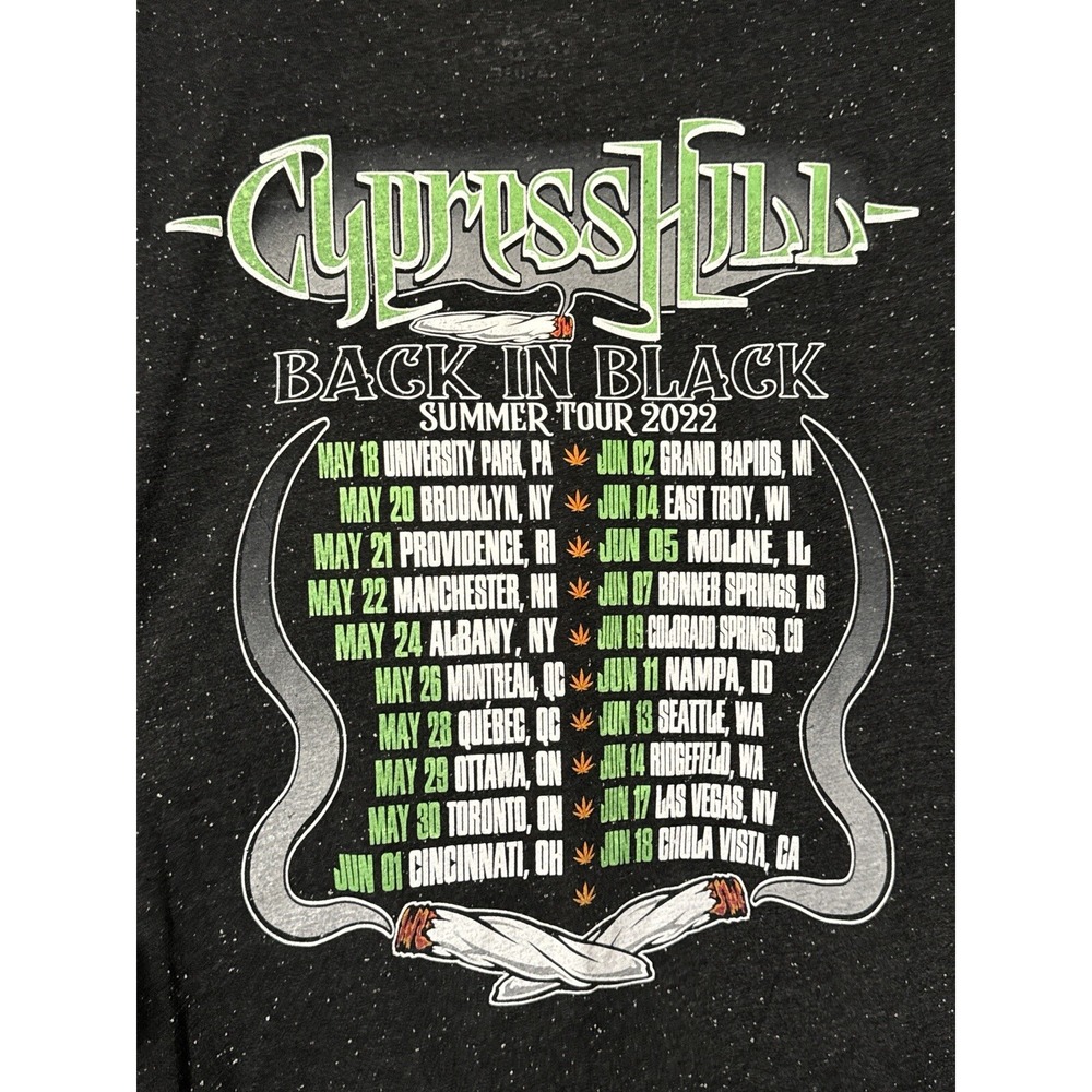 Cypress Hill Back In Black Summer Tour 2022 Rap Tee Skull Weed Tour Shirt L - Picture 5 of 6